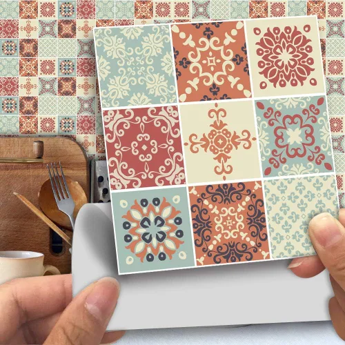 Miniatura 15 de Alwayspon 25 calcomanías autoadhesivas para azulejos de pared, a prueba de agua, para cocina, baño, 6 x 6 pulgadas Piedra beige