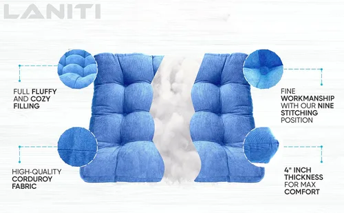 Miniatura 3 de LANITI Cojines de suelo extra grandes de 24 pulgadas para adultos, almohada cuadrada de meditación, máxima comodidad, almohadas de gran