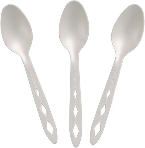 Miniatura 9 de Tenedores desechables CPLA 100% compostables [paquete de 300] tenedores desechables CPLA. Juego de cubiertos no plásticos. Cubiertos ecológicos