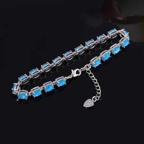 Miniatura 3 de CiNily Pulsera chapada en rodio de ópalo de fuego para mujer, regalo de boda, 8.5 pulgadas