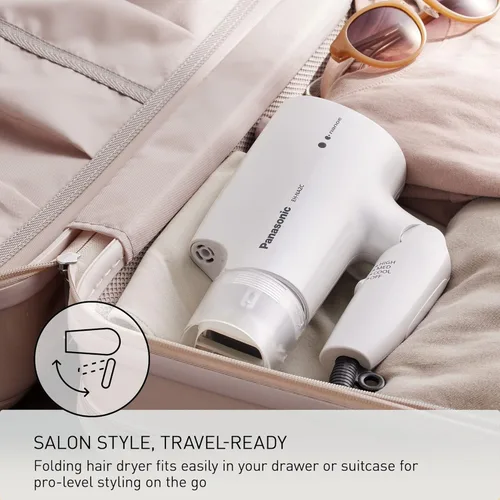 Miniatura 6 de Panasonic Nanoe - Secador de pelo compacto EH-NA2C-W (blanco) - Tecnología japonesa Nanoe, secador de pelo plegable de viaje con boquilla oscilante