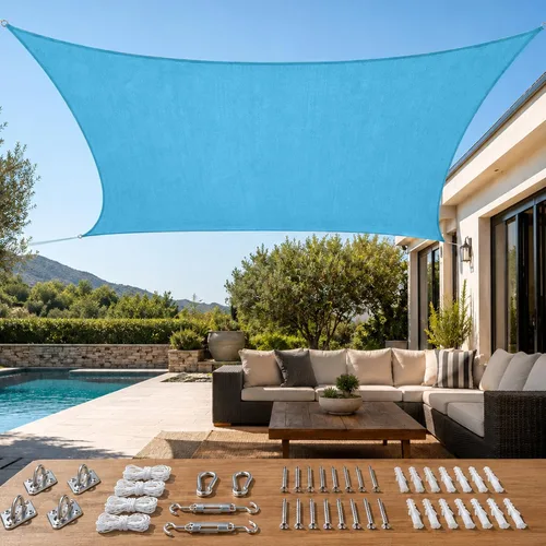 Miniatura 9 de Quictent Toldo rectangular de polietileno de alta densidad de 6.53 oz, 98% de bloqueo UV, para patio, jardín, cubierta comercial con kit de Marrón