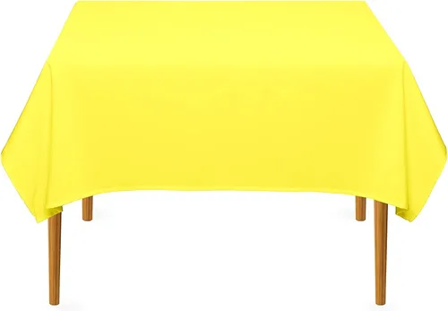 Miniatura 150 de Pomp Mantel Premium de Poliéster de 60" x 84" en Color Amarillo Plátano Tela Fácil de Cuidar, Resistente a Arrugas y Manchas Para Mesa Banana