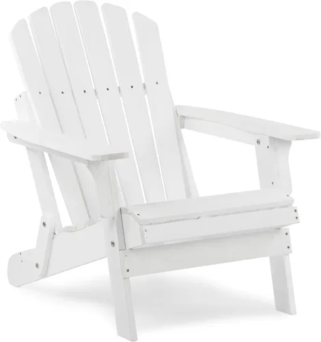 Miniatura 26 de Silla Adirondack plegable de madera de gran tamaño con respaldo y tabla de asiento premontados, silla de descanso para patio al aire libre, jardín