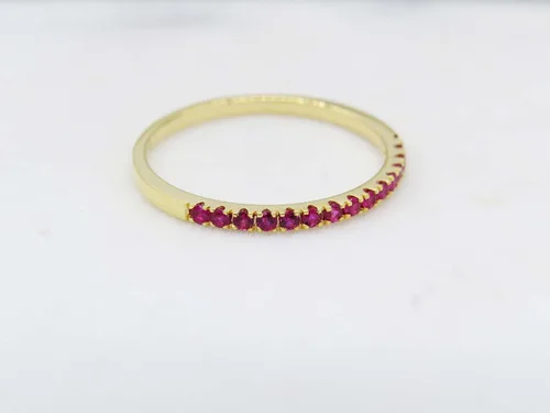 Miniatura 3 de Dazzlingrock Collection Anillo de boda elegante con piedras preciosas o diamantes redondos para mujer en oro macizo