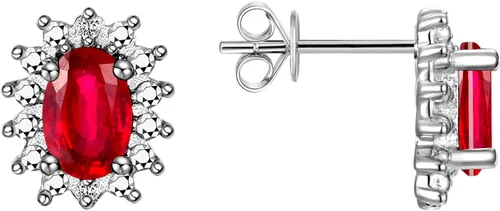 Miniatura 9 de Rylos Aretes tipo dormilona de plata de ley 925, ovalados y diamantes de 0.236 x 0.157 pulgadas, exquisitas joyas de piedra