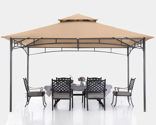 Miniatura 23 de ABCCANOPY Gazebos para patios 10x10 - Gazebo con marco de acero para exteriores para césped, patio trasero, jardín, terraza (gris oscuro)