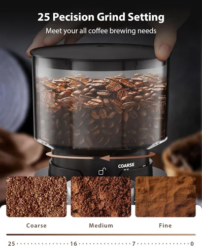 Miniatura 5 de Molinillo de café de rebabas cónicas, soporte portafiltro de 3 orejas