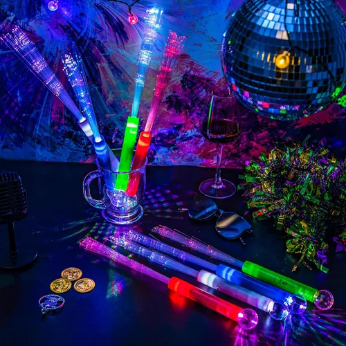 Miniatura 4 de Liliful Varitas de fibra óptica con luz LED, 8 varitas de Halloween que brillan en la oscuridad, suministros de fiesta intermitentes a granel