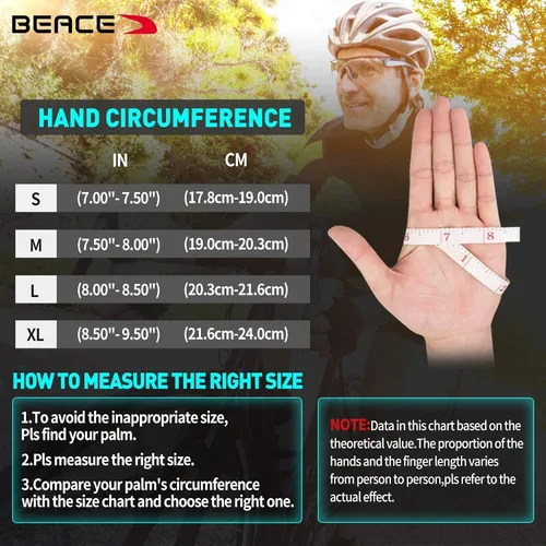 Miniatura 6 de BEACE Guantes para ciclismo, ciclismo, bicicleta de carretera de medio dedo para hombres y mujeres, 0.197 in, transpirable, antideslizante