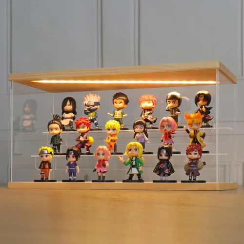 Miniatura 20 de LANSCOERY vitrina acrílica con iluminación LED, caja de exhibición de 5 niveles para coleccionables y figuras de acción, organizador transparente a