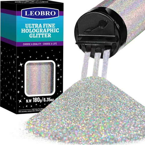 Miniatura 12 de Leobro - Purpurina dorada, 180g/6.35oz de purpurina fina holográfica dorada para resina, manualidades, vasos, uñas, cuerpo, decoraciones de fiesta