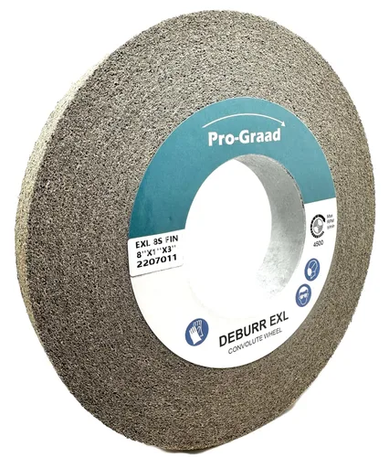 Miniatura 13 de EXL Rueda de Desbarbado - 6" x 1" x 1" 8S Fino - Carburo de Silicio - Rueda para Desbarbado, Acabado y Pulido de Metal - Convoluta - 09549-1 Pack