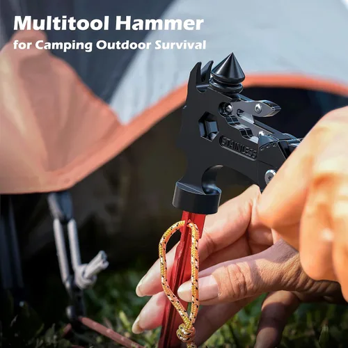 Miniatura 5 de RUSH DEER Multiherramienta 14 en 1, Regalos para Papá, Multiherramienta de Mini Martillo, Herramienta de Martillo Pequeño, Equipo de Supervivencia