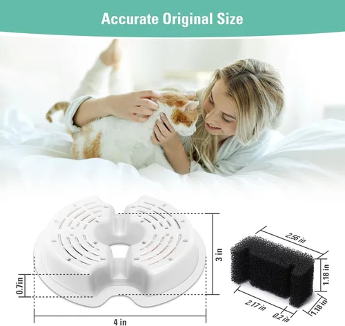 Miniatura 8 de Paquete de 4 filtros de repuesto y esponjas de bomba para dispensador de agua colorido para gatos de 67 oz/2 litros con luz LED, filtro de fuente
