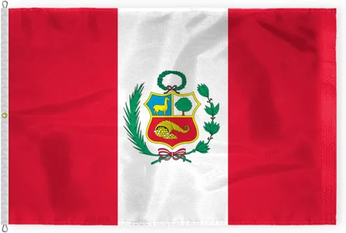 Miniatura 3 de AGAS - Mini Perú de 12 x 18 pulgadas con sello oficial de bandera de nailon pesado, ojales de latón y bordes de doble costura Bandera de Perú de 12