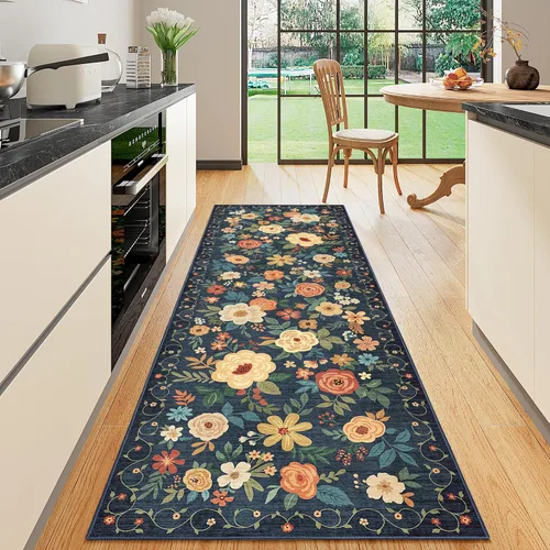 Miniatura 36 de DUKINO Alfombra de área de 6 x 9 pies, alfombra floral para sala de estar, ligera, antideslizante, lavable, alfombra de interior de pelo bajo