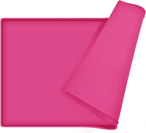 Miniatura 25 de Tapete de comida para perros, bandeja de comida impermeable de silicona, mantel individual antideslizante para mascotas, borde elevado de 0.6