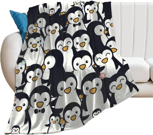 Miniatura 2 de Manta de pingüino para regalo, 40 x 30 pulgadas, bonita manta para niños, niñas y niños, manta negra suave y mullida para regazo y silla