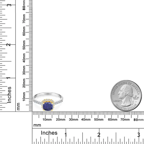 Miniatura 3 de Gem Stone King Anillo de plata de ley 925 con diseño de lapislázulis GH azul de 163 quilates con puntas de oro amarillo de 10 quilates