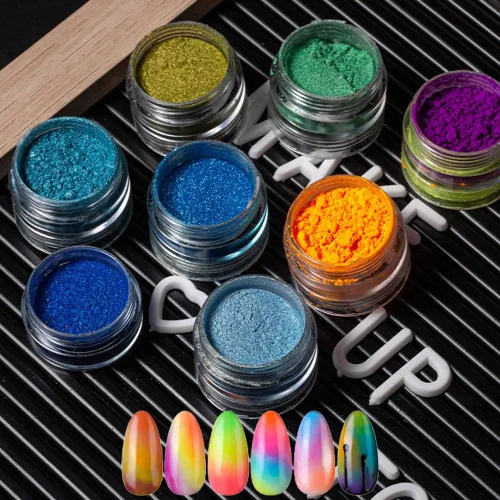 Miniatura 7 de DAGEDA Polvo de polvo de uñas de pigmento de 24 colores, purpurina iridiscente ultrafina y luminosa nacarada de alto brillo, polvo de halo de alto