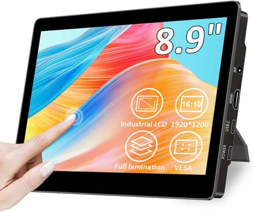Monitor táctil de 8.9 pulgadas con soporte, 1920 x 1200, 16:10, 450 nits, unión óptica, puerto HDMI/USB-C, monitor pequeño para mini PC, portátil,