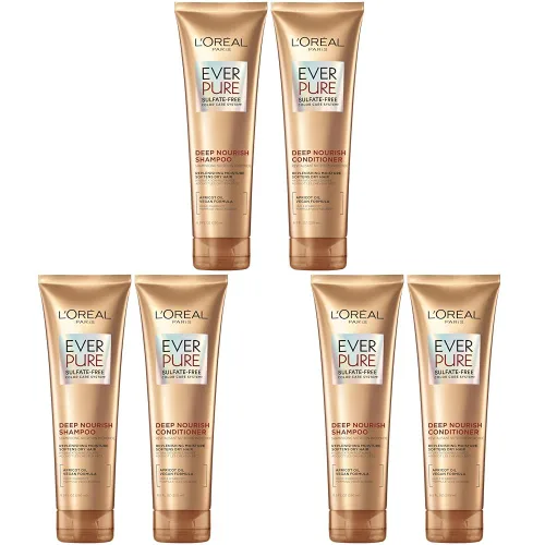Miniatura 11 de L'Oreal Paris EverPure, champú y acondicionador sin sulfato para cabello seco, hidratación de triple acción para cabello seco, quebradizo o teñido