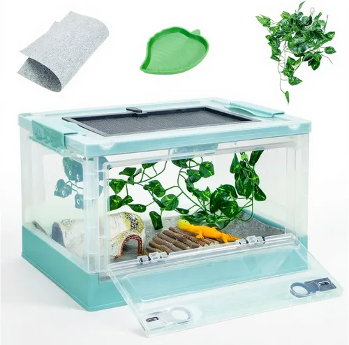 Miniatura 9 de Terrarios de reptiles plegables grandes, tanques de serpiente y recintos para dragones barbudos, iguanas, lagartos, geckos con cresta, vistas Negro