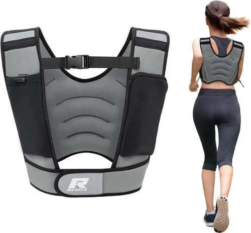 RitFit Weighted Vest, 4lb/8lb/10lb/12lb/15lb/20lb Weight Vest with Reflective Stripes, Weight Vest Adjustable for Women and Men Workout, Strength
