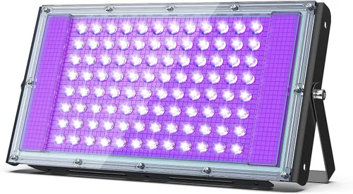 Luz LED negra de 100 W, potente foco UV, IP66, lámpara UV de 395 nm para Navidad, fiesta de Halloween (1 unidad)