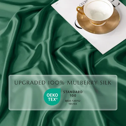 Miniatura 38 de THXSILK Juego de sábanas bajeras de 100% seda de morera, 3 piezas de seda 7A+, transpirable, suave, sábana bajera de 16 pulgadas de profundidad, 2