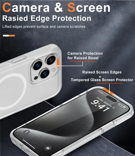 Miniatura 3 de Funda magnética para iPhone 15 Pro Max, [compatible con Magsafe] [10 pies de grado militar anticaídas]