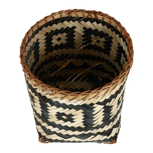 Miniatura 6 de Healeved Papelera de mimbre tejida de ratán, cesta de basura rústica, contenedor de basura redondo, contenedor de basura decorativo, cesta