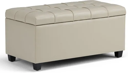 Miniatura 17 de SIMPLIHOME Sienna - Banco otomano de almacenamiento, 33 pulgadas de ancho, tapizado de tela con aspecto de lino, banco otomano rectangular