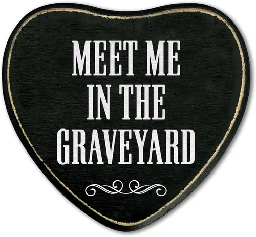 Miniatura 12 de Letrero de madera con forma de corazón gótico, cartel de «Every Night Is Halloween», arte de pared de madera gótico retro, decoración de placa