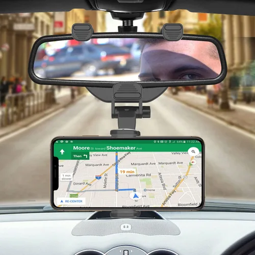Miniatura 3 de Cellet Soporte universal para teléfono con espejo retrovisor para vehículo, compatible con iPhone 14 Pro Max Mini SE 13 12 11 XR XS Galaxy Z Flip Z