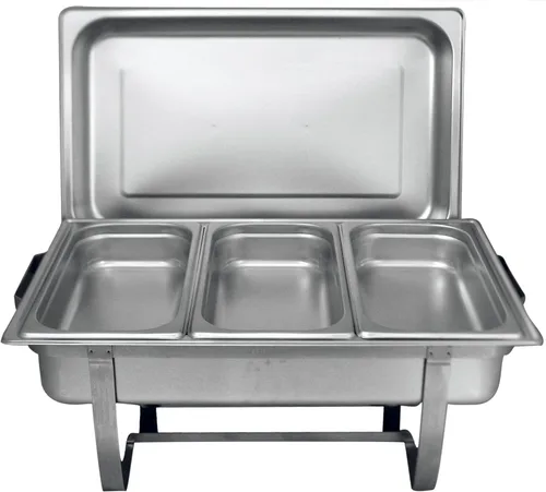 Miniatura 11 de TigerChef - Calentador de alimentos – Platos de acero inoxidable – Juego de bufé de platos de roce – Juegos de calentador de bufé y calentador
