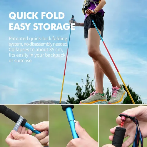 Miniatura 5 de AONIJIE Trekking Poles 2-Pack - Anti-Shock Ultra-Light Collapsible Walking & Hiking Sticks for Trail Running, Backpacking, Camping