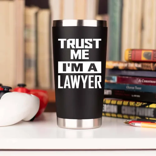Miniatura 7 de Regalos de abogado para hombres Trust Me I'm a Lawyer Vaso de viaje de acero inoxidable grabado con láser de 20 onzas, regalo de Navidad