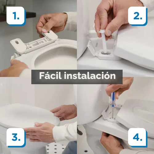 Miniatura 7 de Gerber Asiento de inodoro alargado con tapa, cierre suave, sin golpe, instalación rápida y fácil, plástico resistente, ajuste ajustable