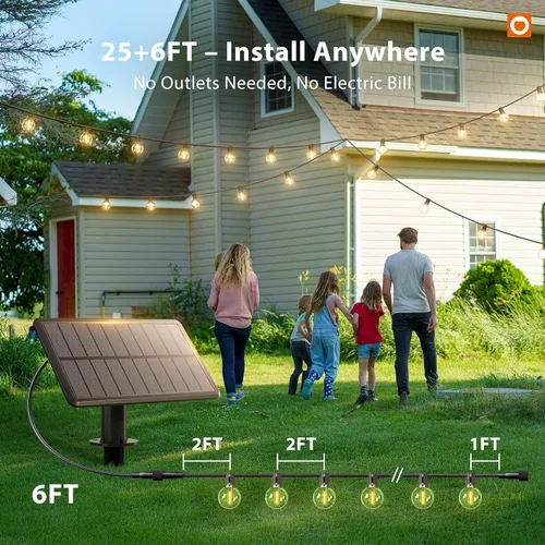 Miniatura 7 de addlon Cadena de luces solares para exteriores de 25 pies con alimentación solar, resistente al agua con control remoto, cadena de luces solares