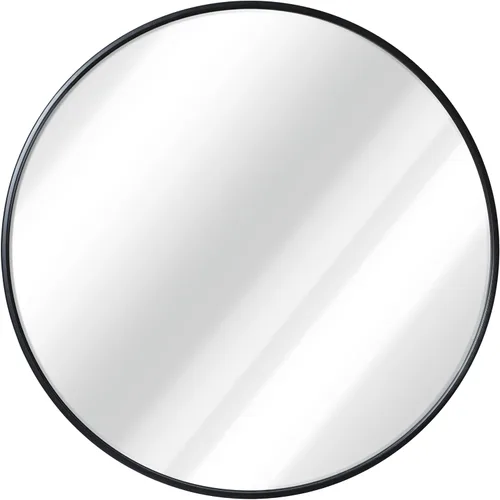 BizChair Espejo redondo grande de pared, espejo de acento circular negro, espejo de tocador de 24 pulgadas, para baño, tocador, entrada, comedor y