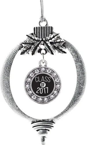 Miniatura 72 de Inspired Silver - Twin One - Adorno festivo de Navidad de plata - Adorno festivo de árbol de Navidad con dije de círculo y circonita cúbica