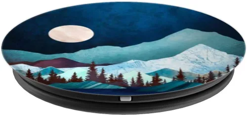 Miniatura 4 de Luna-noche montaña-árbol-maderas hombres mujeres niños niñas titular PopSockets PopGrip: agarre intercambiable para teléfonos y tabletas