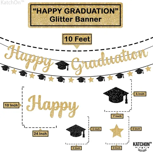 Miniatura 5 de Cartel de feliz graduación con purpurina – No DIY, pre-encordado Cartel de feliz graduación para decoraciones de fiesta de graduación 2026