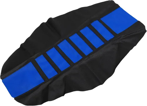 X AUTOHAUX Funda universal para asiento de motocicleta de cuero sintético suave con amortiguación antideslizante, azul y negro