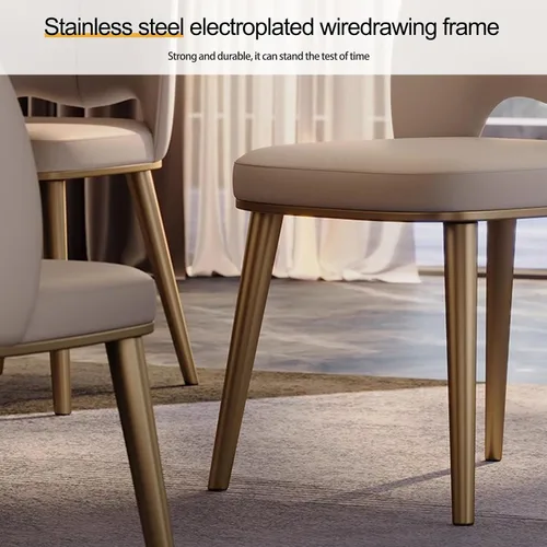 Miniatura 6 de Sillas de comedor de cocina, sillas de comedor curvadas de piel sintética, silla sin brazos con patas de metal, silla de sala de estar para hoteles