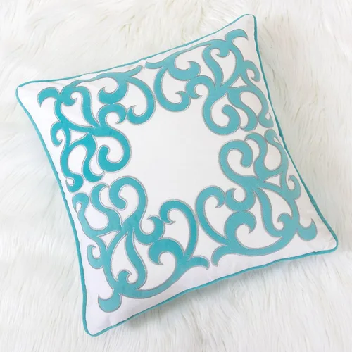 Miniatura 2 de Funda de almohada bordada de terciopelo verde azulado, con ancla de la serie oceánica, funda de almohada decorativa náutica para decoración