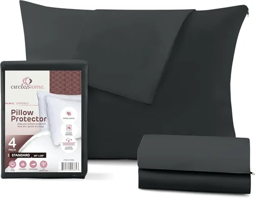 Miniatura 26 de CirclesHome Juego de 12 protectores de almohada estándar con cremallera, 100% algodón, transpirables, protegen las almohadas de la suciedad, el 1