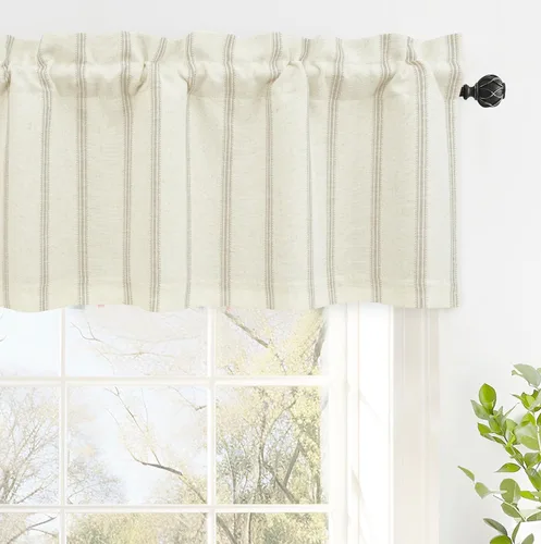 Miniatura 23 de DriftAway Briony - Cortina opaca con amarre para cocina, ajustable, diseño de globos, líneas texturizadas, estampadas, persianas romanas